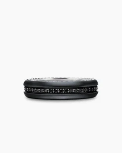 Streamline® Band Ring Black Titanium with Black Diamonds, 6mm