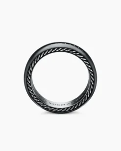 Streamline® Band Ring Black Titanium with Black Diamonds, 6mm