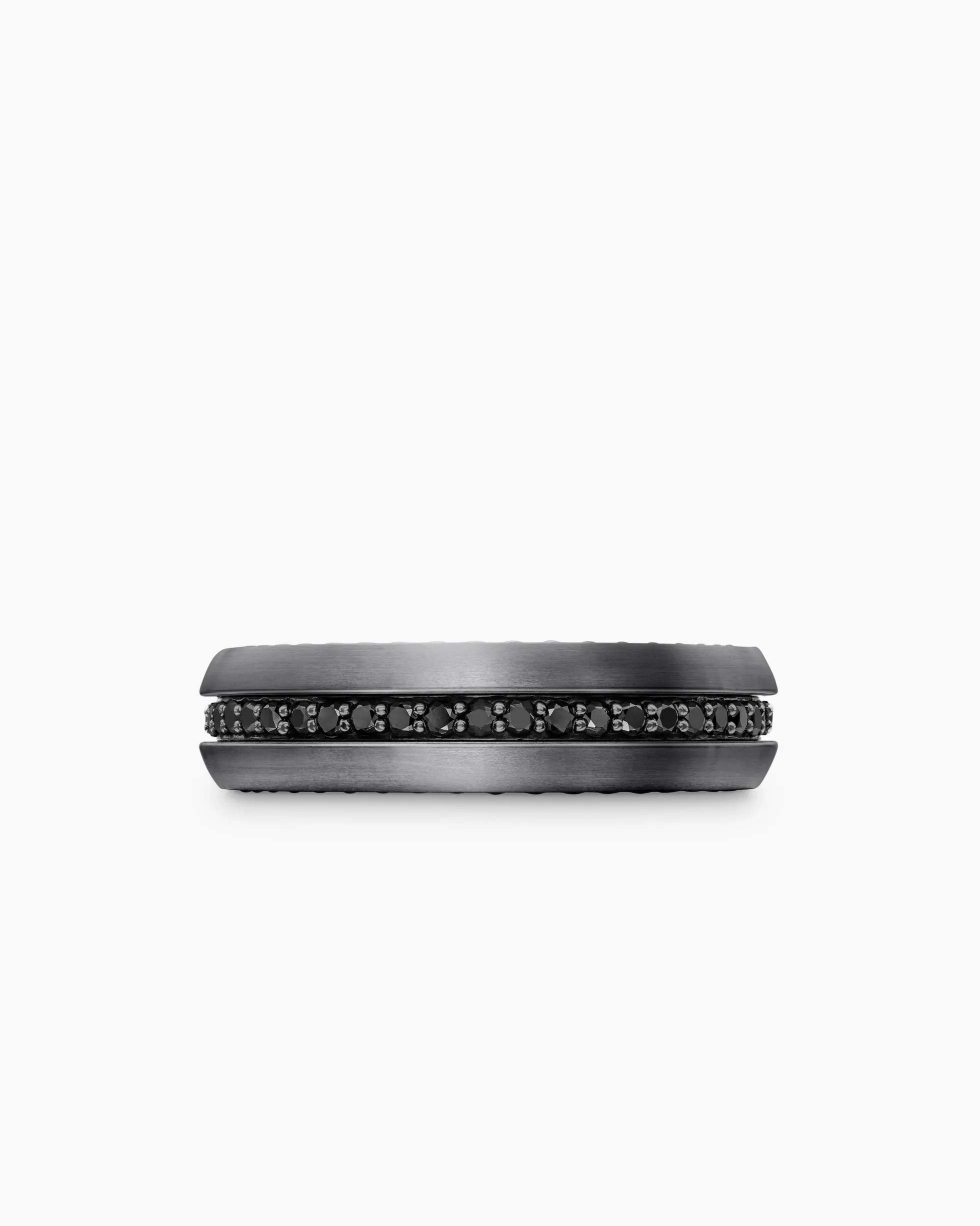 Streamline® Band Ring Grey Titanium with Black Diamonds, 6mm