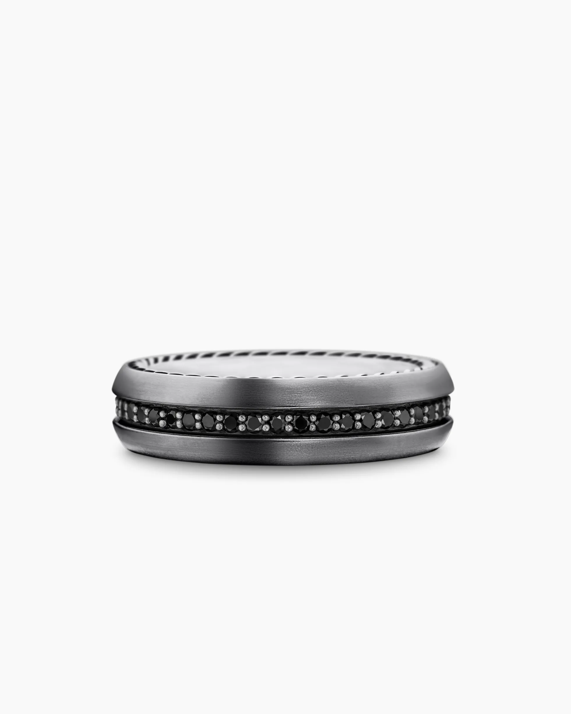 Streamline® Band Ring Grey Titanium with Black Diamonds, 6mm