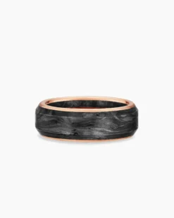 Streamline® Band Ring 18K Rose Gold with Forged Carbon, 8mm