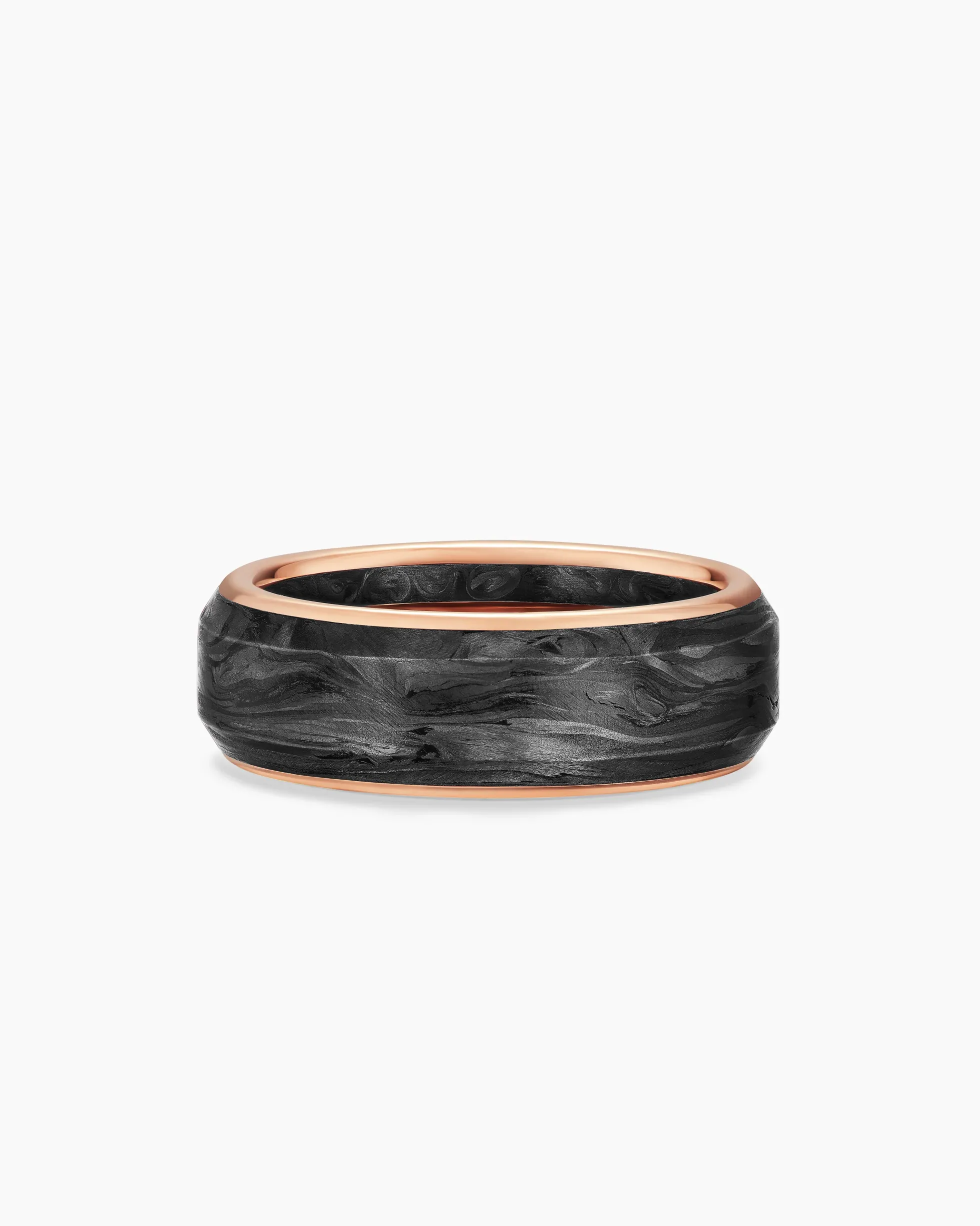 Streamline® Band Ring 18K Rose Gold with Forged Carbon, 8mm