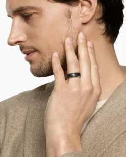 Streamline® Band Ring 18K Rose Gold with Forged Carbon, 8mm
