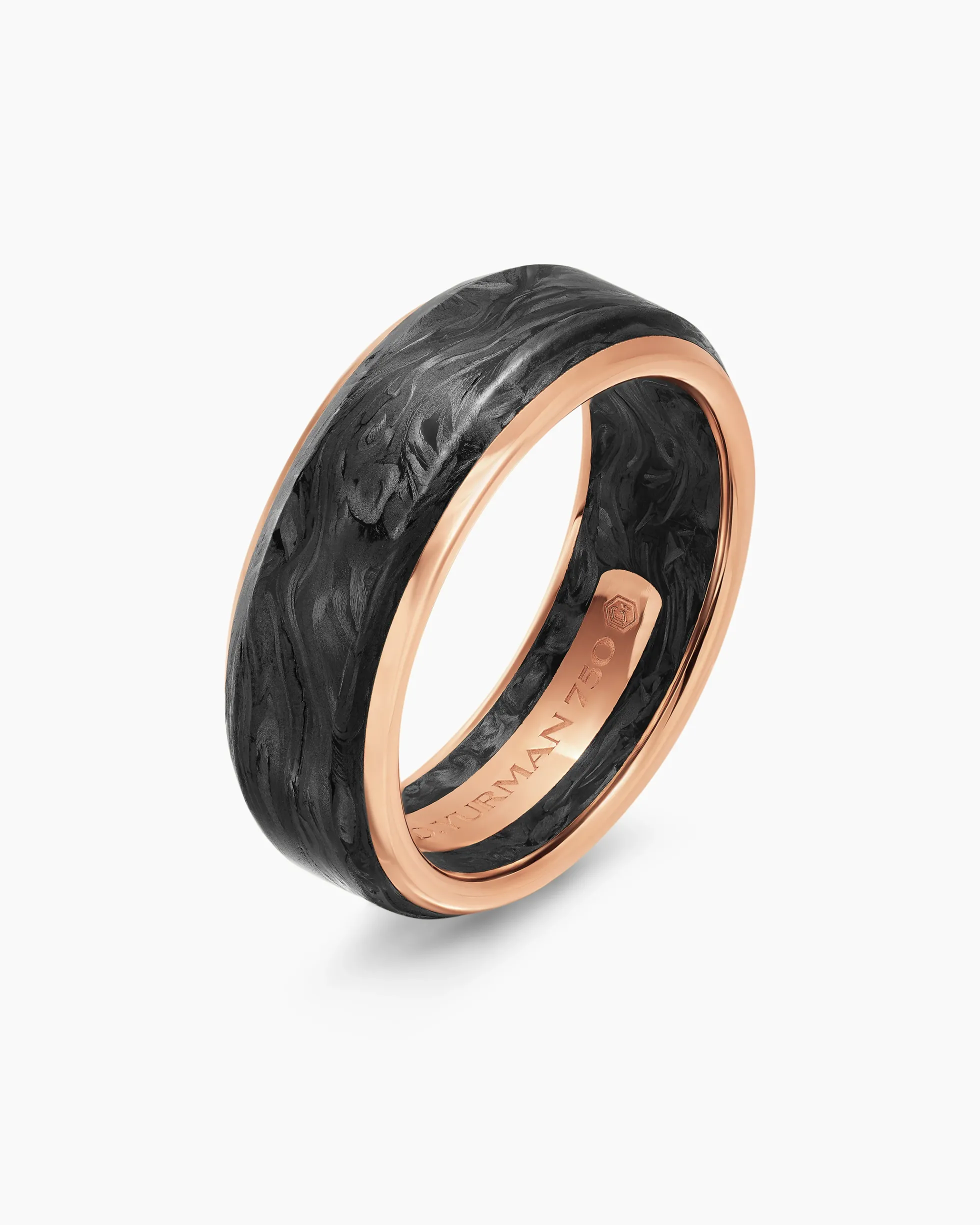 Streamline® Band Ring 18K Rose Gold with Forged Carbon, 8mm