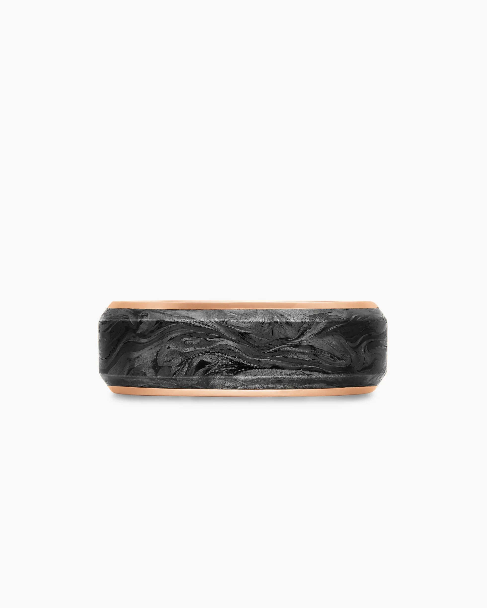 Streamline® Band Ring 18K Rose Gold with Forged Carbon, 8mm