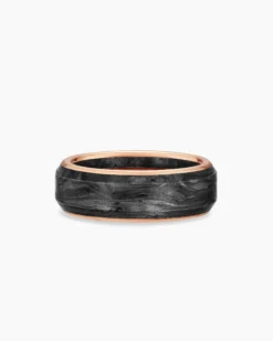Streamline® Band Ring 18K Rose Gold with Forged Carbon, 8mm