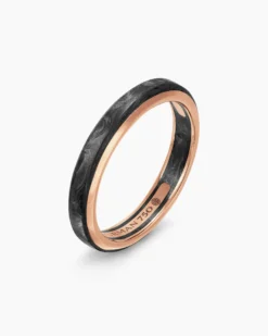 Streamline® Band Ring 18K Rose Gold with Forged Carbon, 4mm