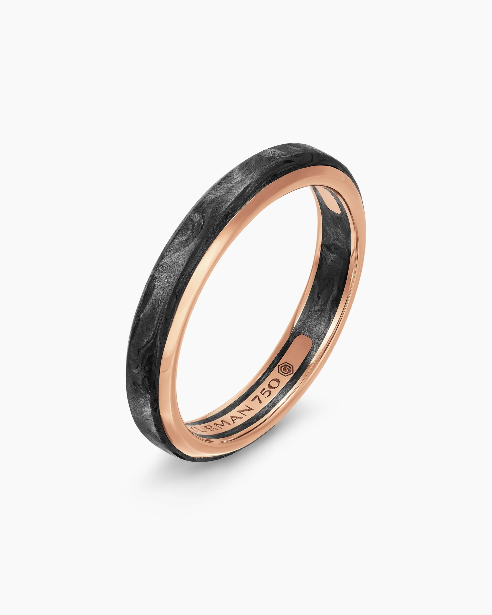 Streamline® Band Ring 18K Rose Gold with Forged Carbon, 4mm