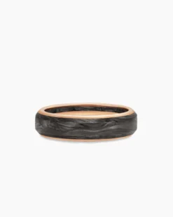 Streamline® Band Ring 18K Rose Gold with Forged Carbon, 6mm