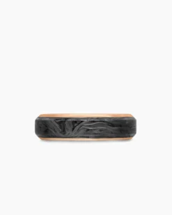 Streamline® Band Ring 18K Rose Gold with Forged Carbon, 6mm