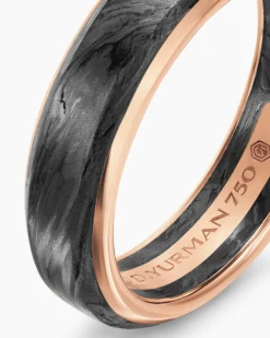 Streamline® Band Ring 18K Rose Gold with Forged Carbon, 6mm