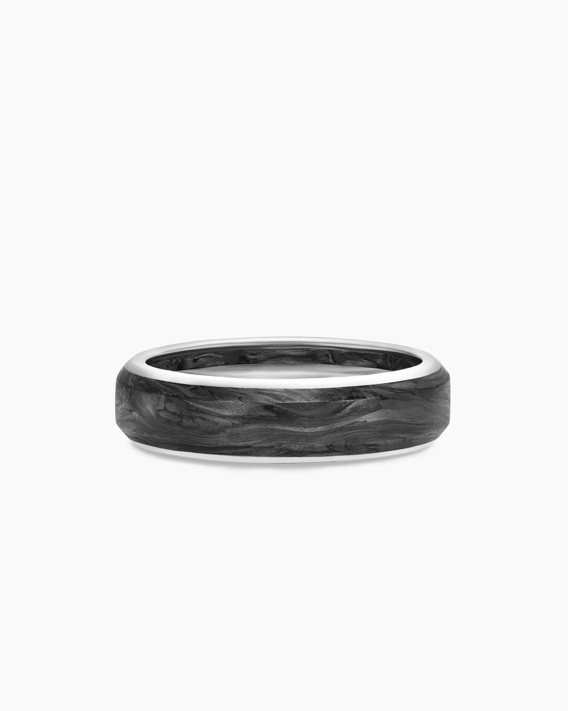 Streamline® Band Ring 18K White Gold with Forged Carbon, 6mm