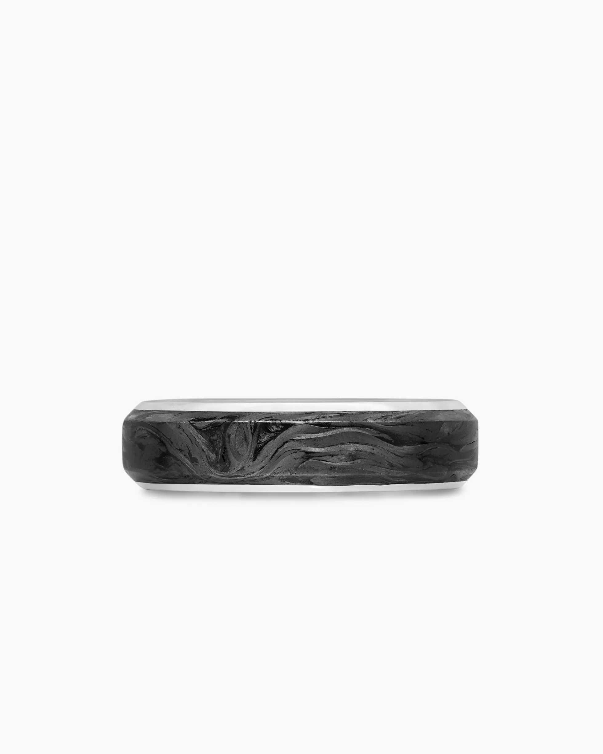 Streamline® Band Ring 18K White Gold with Forged Carbon, 6mm