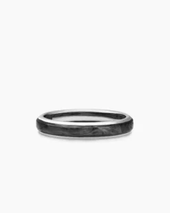 Streamline® Band Ring 18K White Gold with Forged Carbon, 4mm