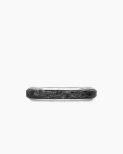Streamline® Band Ring 18K White Gold with Forged Carbon, 4mm