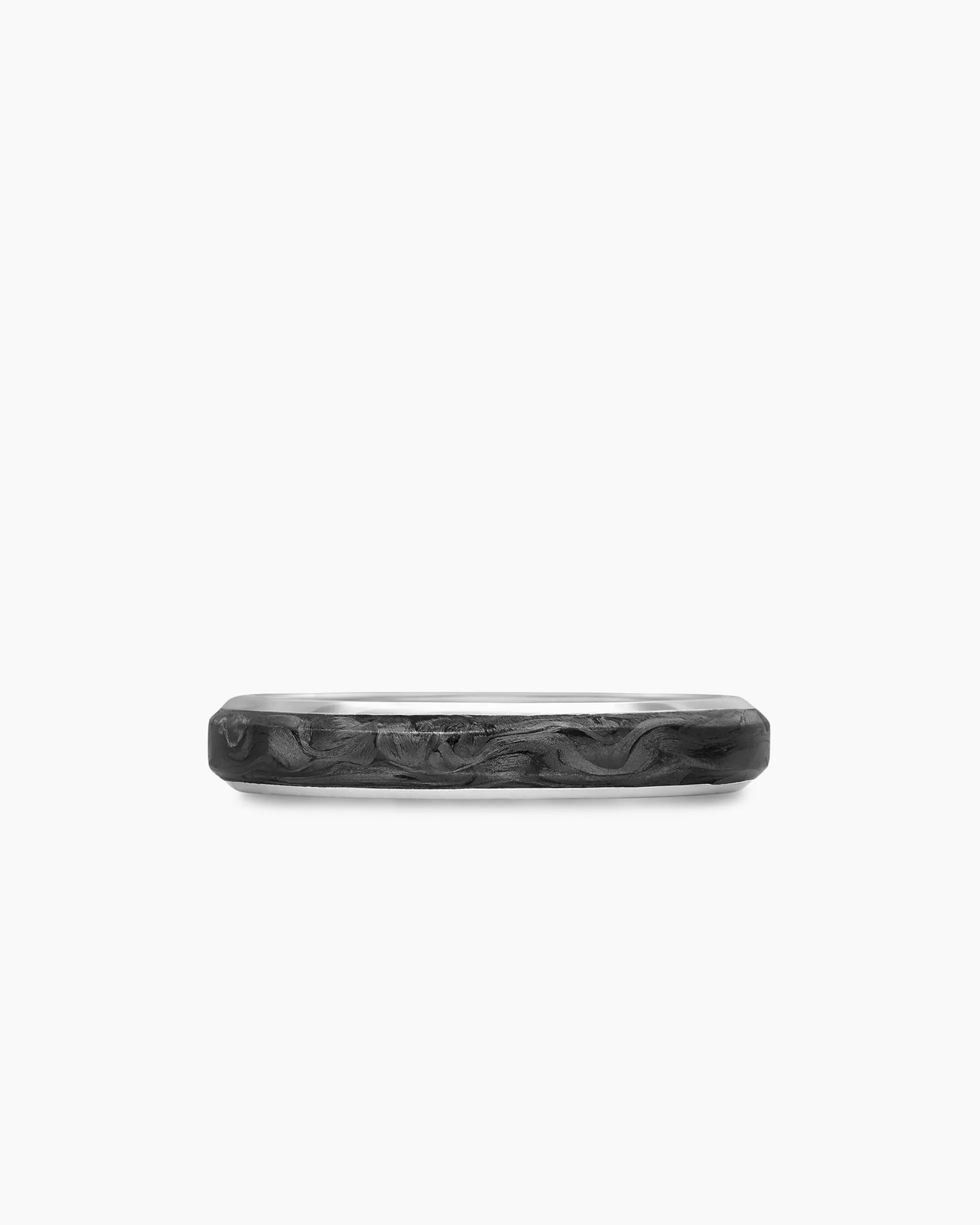 Streamline® Band Ring 18K White Gold with Forged Carbon, 4mm