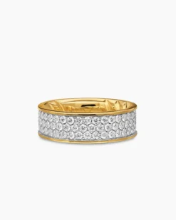 Streamline® Band Ring 18K Yellow Gold with Diamonds, 7.6mm