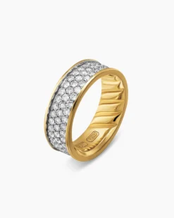 Streamline® Band Ring 18K Yellow Gold with Diamonds, 7.6mm