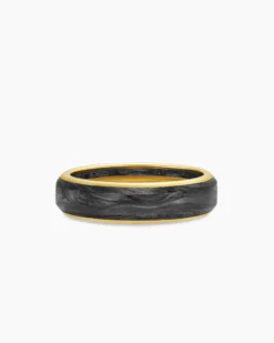 Streamline® Band Ring 18K Yellow Gold with Forged Carbon, 6mm