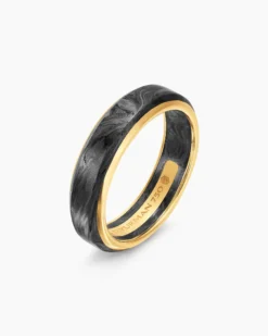 Streamline® Band Ring 18K Yellow Gold with Forged Carbon, 6mm