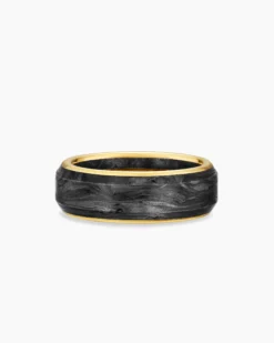 Streamline® Band Ring 18K Yellow Gold with Forged Carbon, 8mm