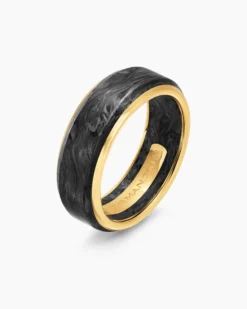 Streamline® Band Ring 18K Yellow Gold with Forged Carbon, 8mm