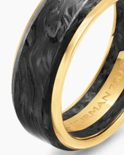 Streamline® Band Ring 18K Yellow Gold with Forged Carbon, 8mm