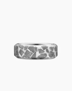 Streamline® Band Ring Sterling Silver with Fused Meteorite, 8.5mm