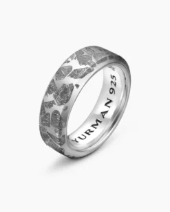 Streamline® Band Ring Sterling Silver with Fused Meteorite, 8.5mm