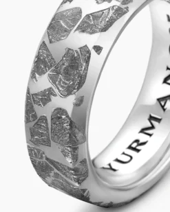 Streamline® Band Ring Sterling Silver with Fused Meteorite, 8.5mm