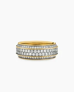 Streamline® Beveled Band Ring 18K Yellow Gold with Diamonds, 8.5mm