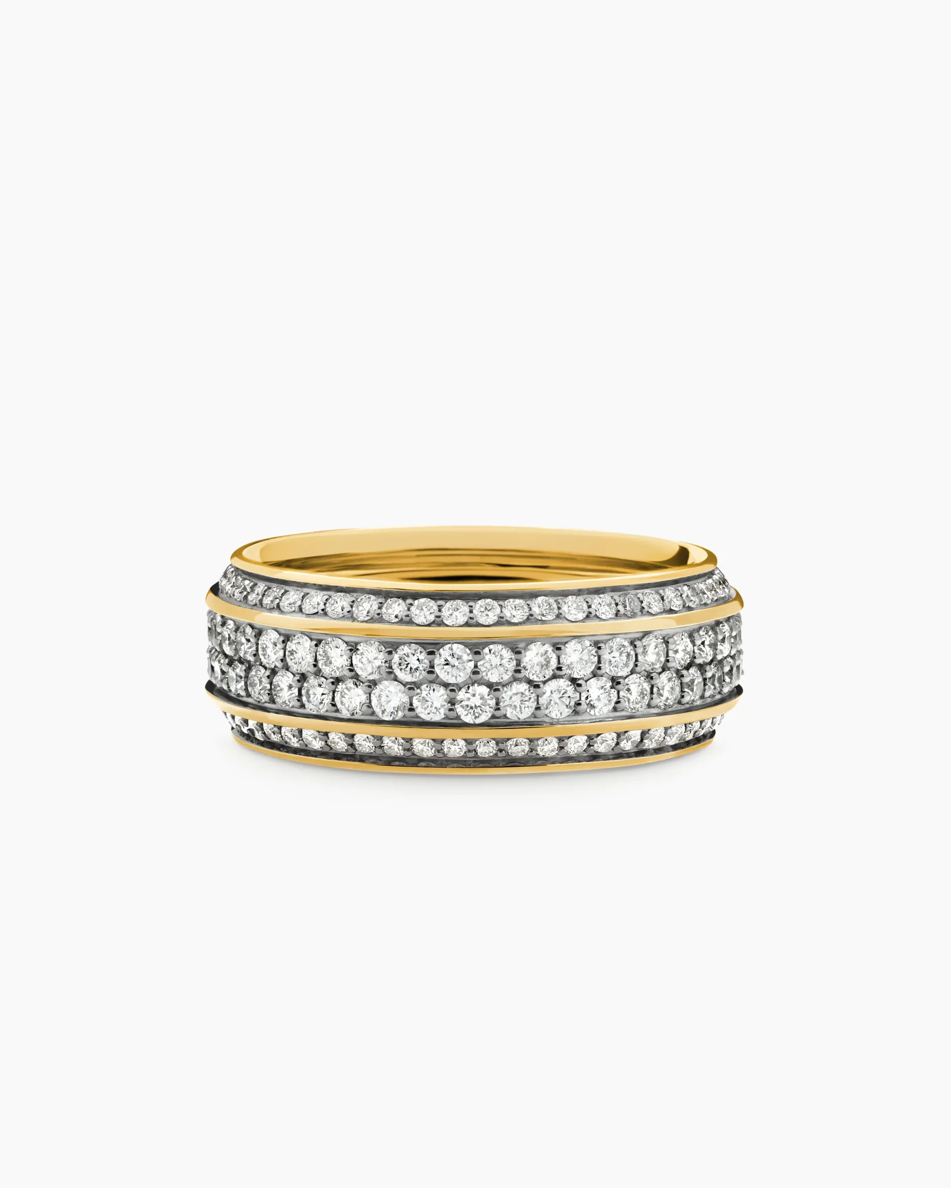 Streamline® Beveled Band Ring 18K Yellow Gold with Diamonds, 8.5mm