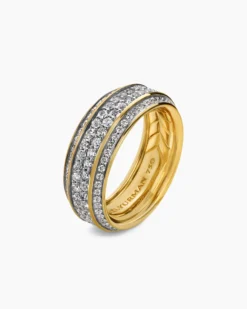 Streamline® Beveled Band Ring 18K Yellow Gold with Diamonds, 8.5mm