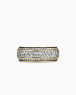 Streamline® Beveled Band Ring 18K Yellow Gold with Diamonds, 8.5mm