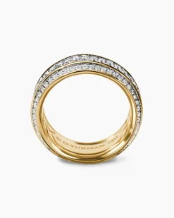Streamline® Beveled Band Ring 18K Yellow Gold with Diamonds, 8.5mm
