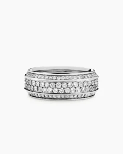 Streamline® Beveled Band Ring 18K White Gold with Diamonds, 8.5mm