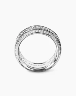 Streamline® Beveled Band Ring 18K White Gold with Diamonds, 8.5mm