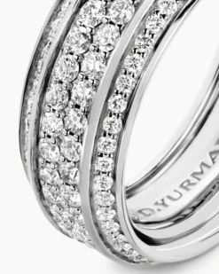Streamline® Beveled Band Ring 18K White Gold with Diamonds, 8.5mm
