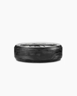 Streamline® Beveled Band Ring Sterling Silver with Forged Carbon, 8.5mm