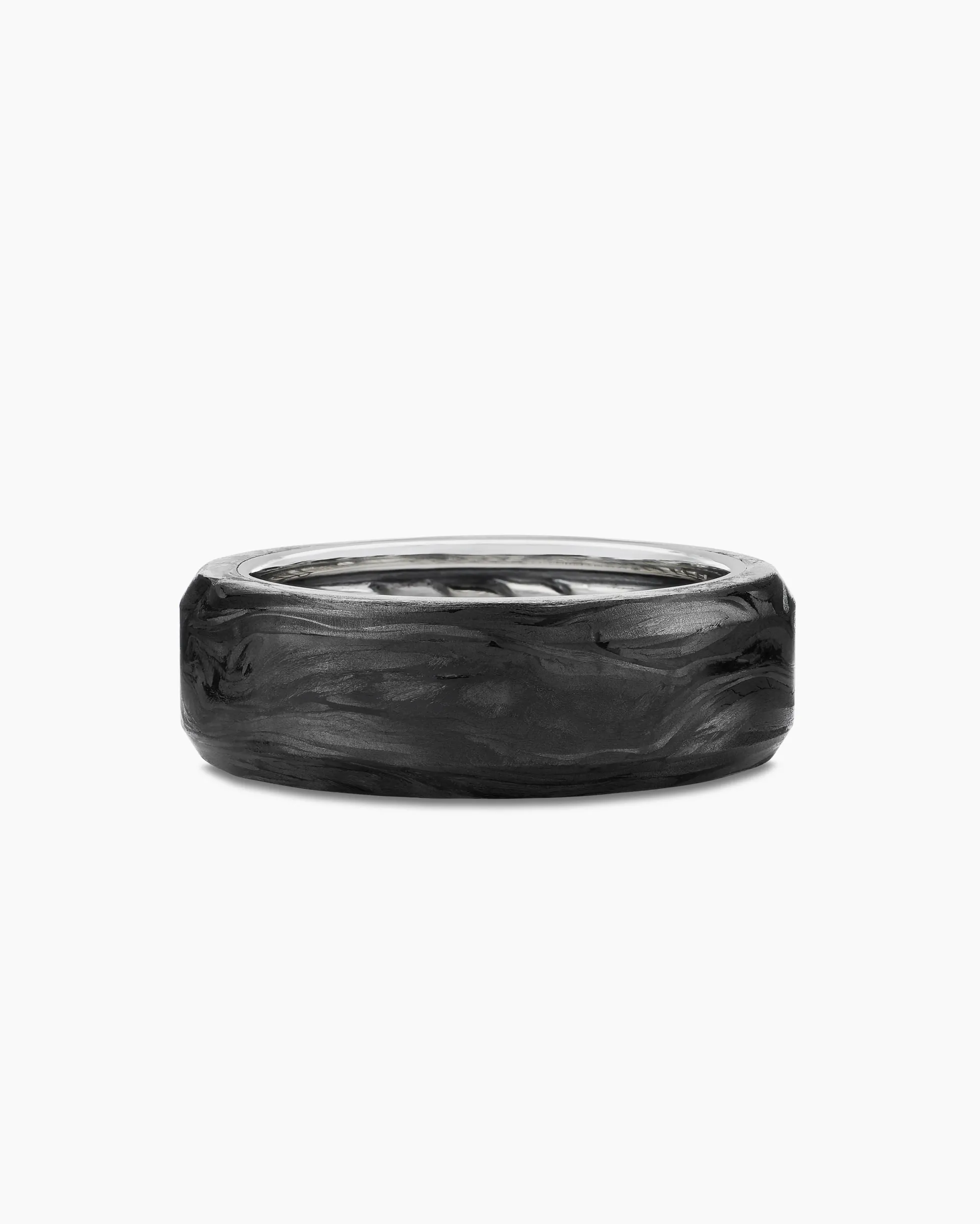 Streamline® Beveled Band Ring Sterling Silver with Forged Carbon, 8.5mm