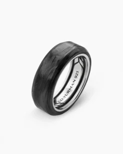 Streamline® Beveled Band Ring Sterling Silver with Forged Carbon, 8.5mm