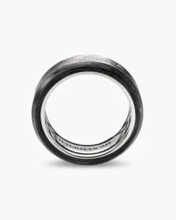 Streamline® Beveled Band Ring Sterling Silver with Forged Carbon, 8.5mm