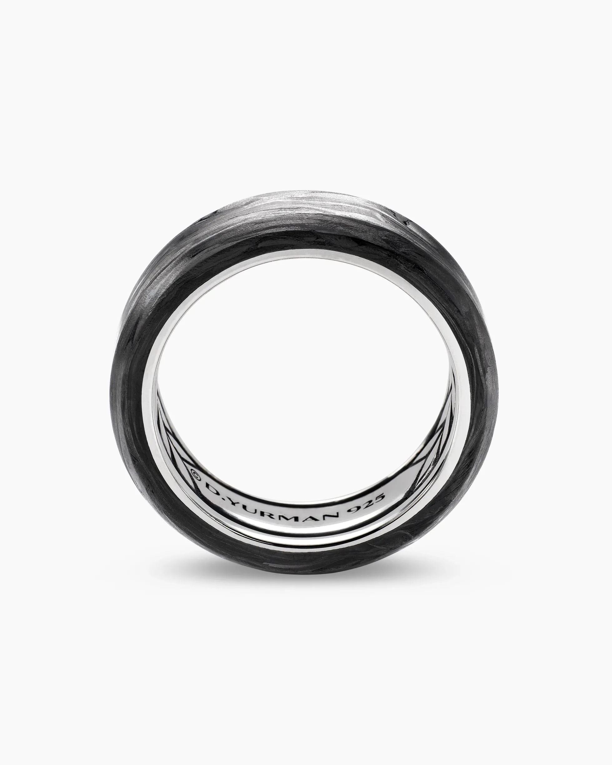 Streamline® Beveled Band Ring Sterling Silver with Forged Carbon, 8.5mm