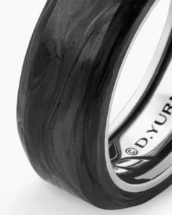 Streamline® Beveled Band Ring Sterling Silver with Forged Carbon, 8.5mm