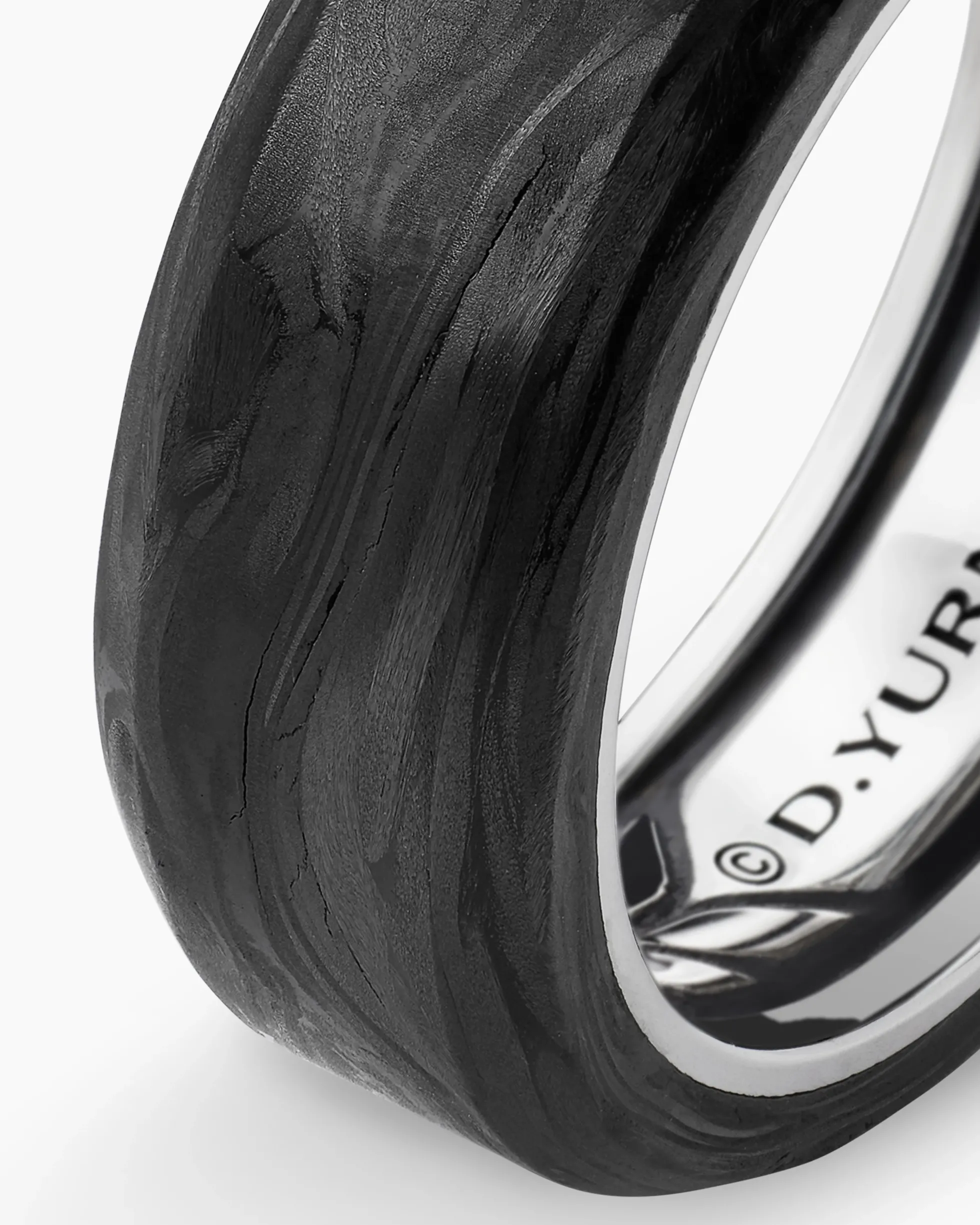Streamline® Beveled Band Ring Sterling Silver with Forged Carbon, 8.5mm