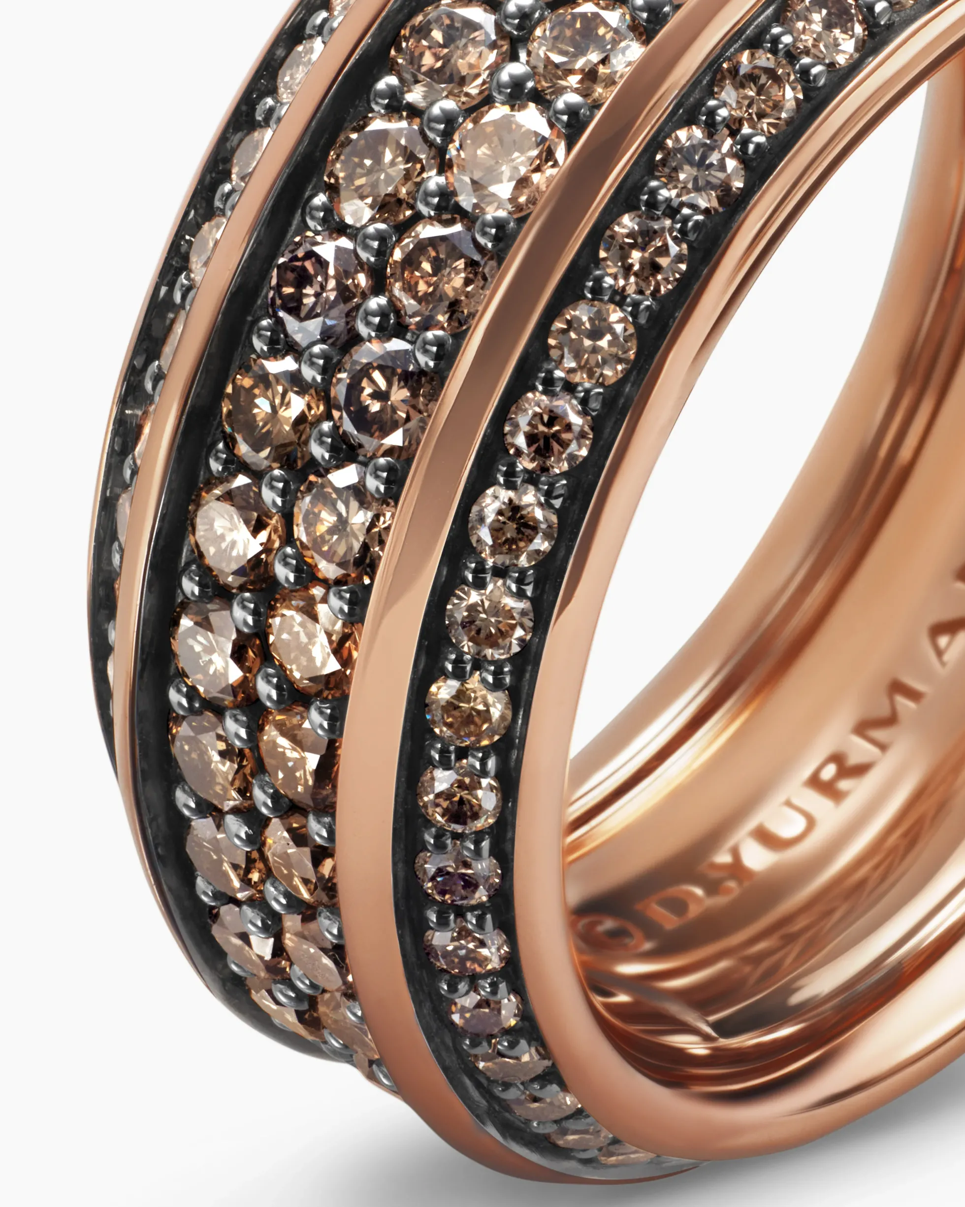 Streamline® Beveled Band Ring 18K Rose Gold with Cognac Diamonds, 8.5mm