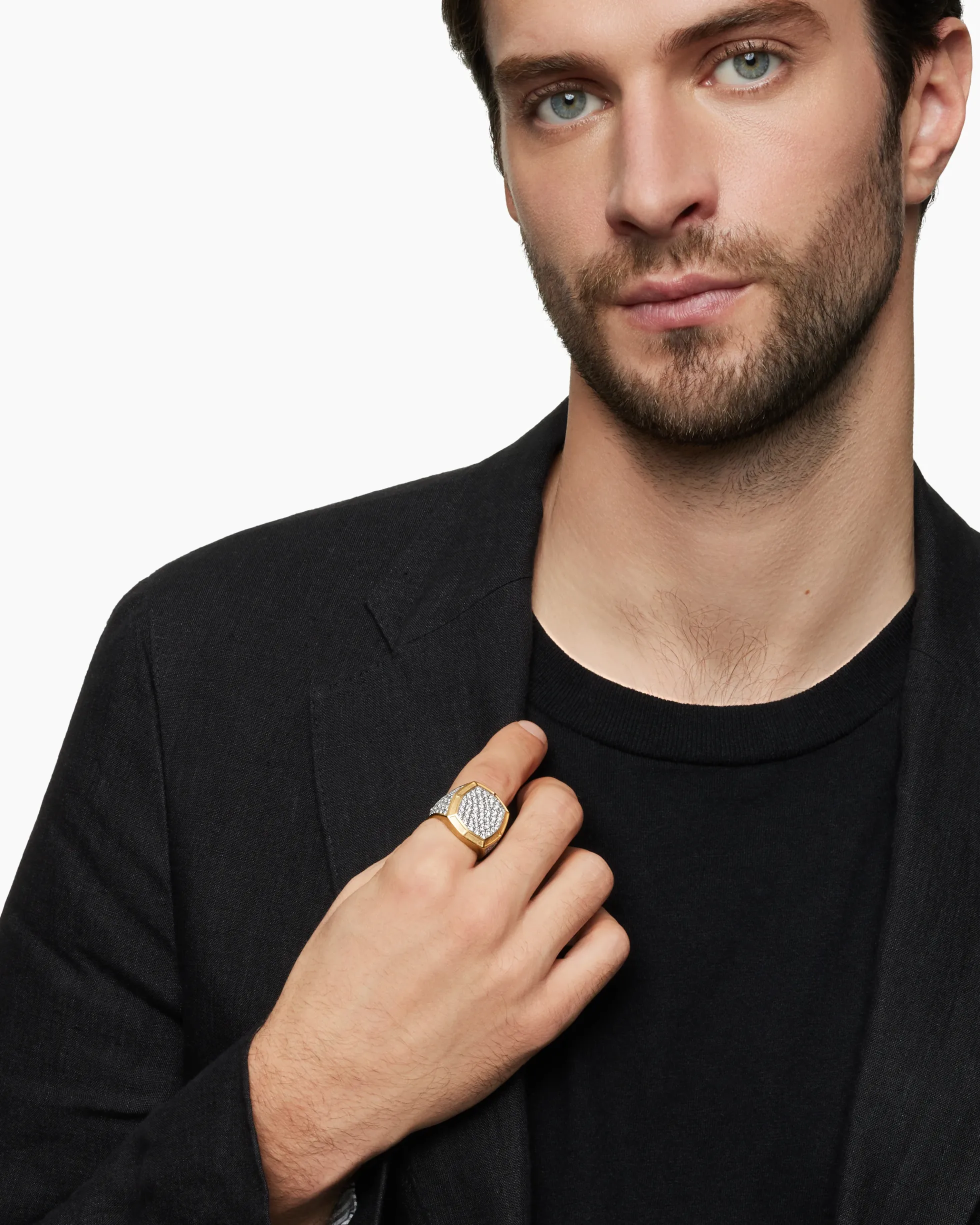 Streamline® Bold Signet Ring 18K Yellow Gold with Diamonds, 23.4mm