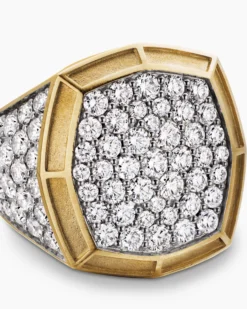 Streamline® Bold Signet Ring 18K Yellow Gold with Diamonds, 23.4mm