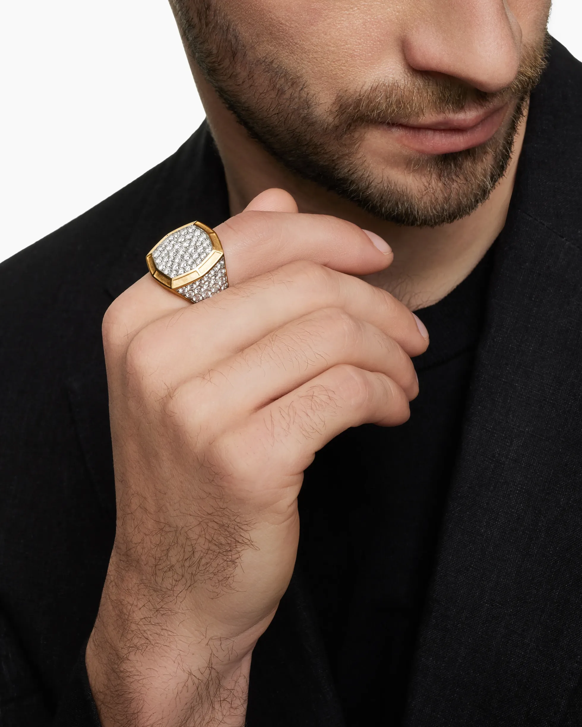 Streamline® Bold Signet Ring 18K Yellow Gold with Diamonds, 23.4mm
