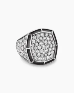 Streamline® Bold Signet Ring Sterling Silver with Diamonds, 23.4mm